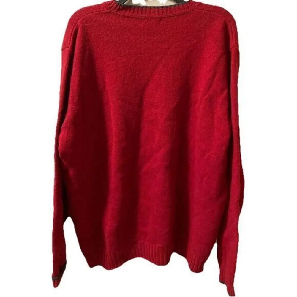 Vintage Lands End Sweater Y2K Red 100% Wool Crewneck Size‎ XL 90s USA Grunge - Picture 6 of 9